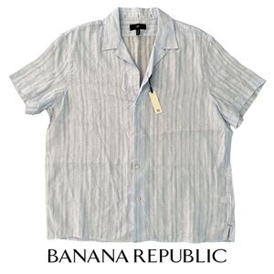 NWT Banana Republic Men's Linen/Cotton Light Blue Resort Wear Shirt Size XL